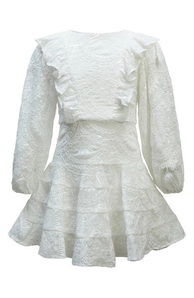 Bardot Junior Kids' Loretta Sequin Embroidered Long Sleeve Chiffon Party Dress In Ivory