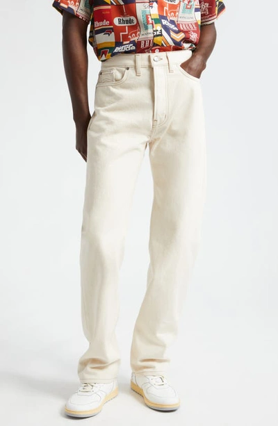 Rhude '90s Straight Leg Jeans In Cream