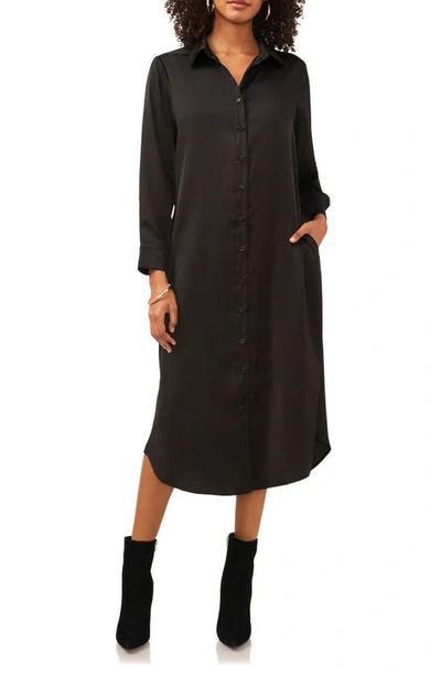 Vince Camuto Long Sleeve Midi Shirtdress In Rich Black