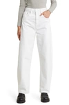 Frame High Waist Barrel Jeans In White