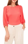 Vince Camuto Crinkled Puff Three-quarter Sleeve Top In Pink Allure
