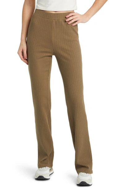 Noisy May Cortina Rib High Waist Trousers In Capers