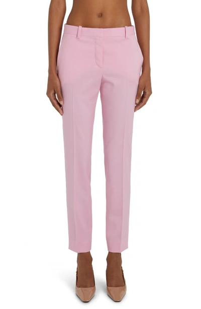 Versace Medusa Stretch Virgin Wool Ankle Trousers In Light Pink