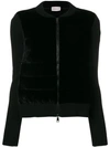 Moncler Velvet Front Knitted Jacket In Black