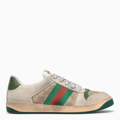 Gucci Beige Screener Low Sneaker In Green