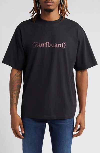Stockholm Surfboard Club Kil Swarovski® Crystal Embellished Logo Cotton T-shirt In Black