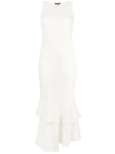 Theory Ruffled Asymmetric Dress - White