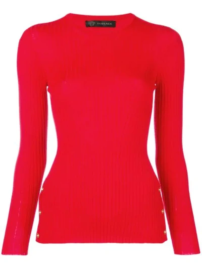 Versace Medusa Button Sweater In Red