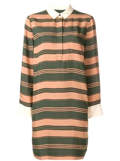 Essentiel Antwerp Long-sleeve Stripe Polo Dress - Neutrals