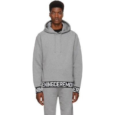 Opening Ceremony Grey Elastic Logo Hoodie In 0300hthrgry