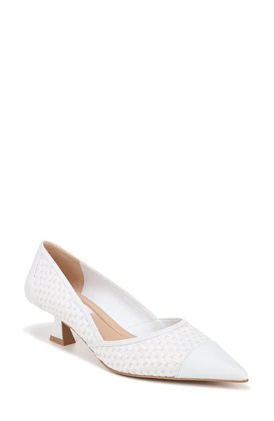 Franco Sarto Darcy Kitten Heel Pump In White Raffia,faux Leather