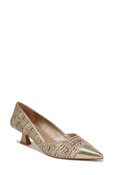 Franco Sarto Darcy Kitten Heel Pump In Gold Multi Raffia,faux Leather