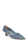 Franco Sarto Darcy Kitten Heel Pump In Blue Multi Raffia,faux Leather