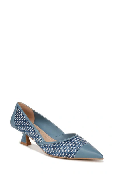 Franco Sarto Darcy Kitten Heel Pump In Blue Multi Raffia,faux Leather