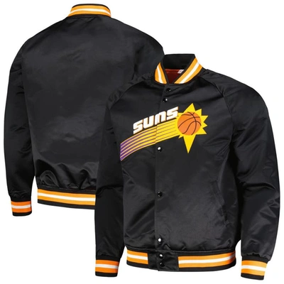 Mitchell & Ness Men's  Black Phoenix Suns Hardwood Classics Throwback Wordmark Raglan Full-snap Jacke