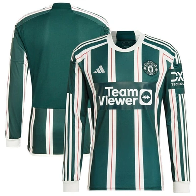 Adidas Originals Adidas  Green Manchester United 2023/24 Away Long Sleeve Replica Jersey