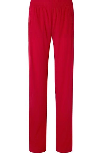 Norma Kamali Striped Jersey Track Pants In Red