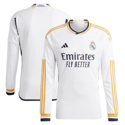 Adidas Originals Adidas  White Real Madrid 2023/24 Home Replica Long Sleeve Jersey