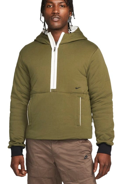 Nike Sportswear Style Essentials+ Half Zip Hoodie In Rough Green/ Black