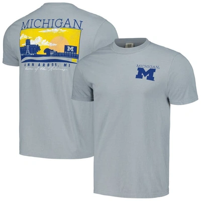 Image One Gray Michigan Wolverines Campus Scene Comfort Colors T-shirt