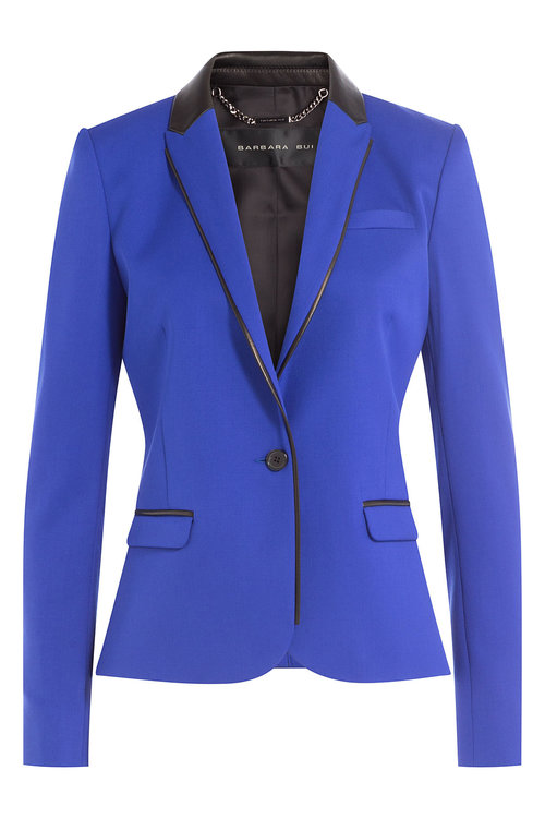 Barbara Bui Wool Blazer With Leather In Blue | ModeSens