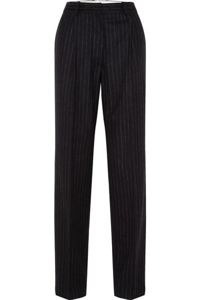 Hillier Bartley Pinstriped Wool Trousers In Black