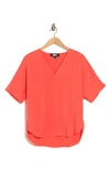 Dkny V-neck High-low T-shirt In Persimmon