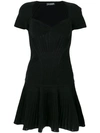 Alexander Mcqueen Sweetheart-neck Short-sleeved Wool-blend Dress In Black