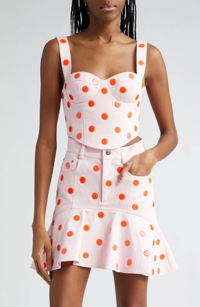 Area Polka Dot Bustier Top In Powder Pink