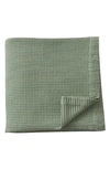 Patina Vie Maison Cotton Waffle Weave Blanket In Sage