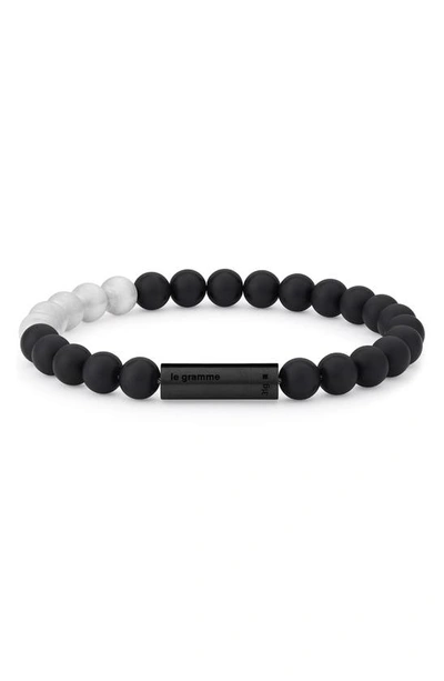 Le Gramme Beaded Bracelet In Black Ceramic/ Silver