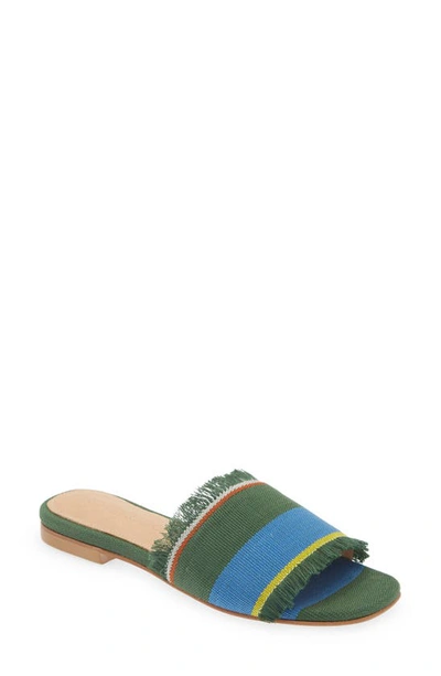 Shekudo Dassa Zoume Slide Sandal In Green/ Blue/ White