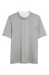 Brunello Cucinelli Tipped Silk & Cotton T-shirt In Cnz17 Grigio/ Off White