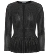 Alexander Mcqueen Contrast-stitching Peplum-hem Silk-blend Cardigan In Black