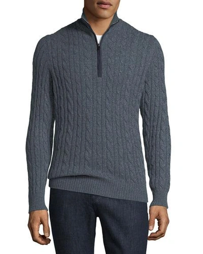 Loro Piana Cashmere Cable-knit Sweater In Dark Gray