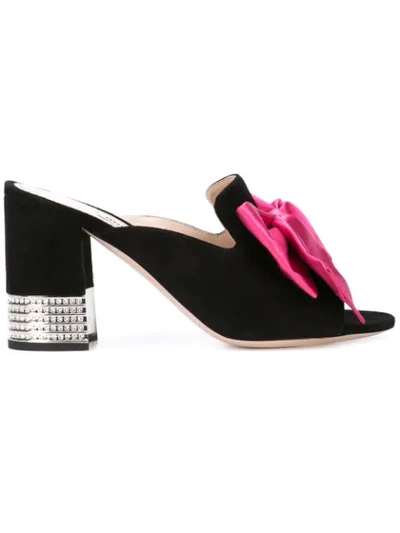 Miu Miu Bow Front Mules In Black