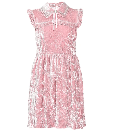 Miu Miu Crushed Velvet Dress In Pink