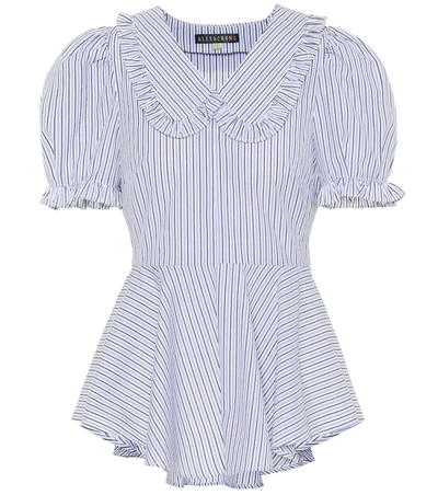 Alexa Chung Striped Cotton Blouse In Blue