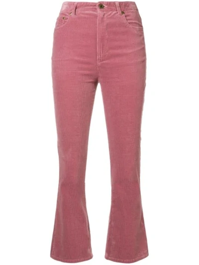 Miu Miu Flared Cropped Corduroy Trousers In Pink