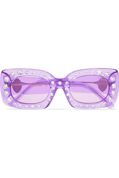 Poppy Lissiman Crystal Beth Square-frame Acetate Sunglasses In Lavender