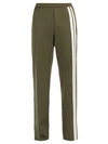 Valentino Contrast Stripe Track Pants In Green In Khaki