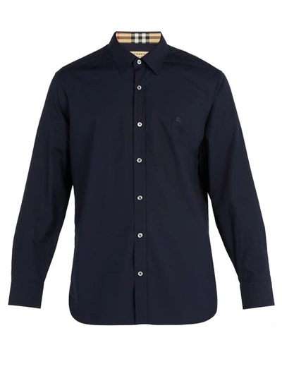 Burberry Men's William Long-sleeve Woven Shirt With Check Detail In Blue