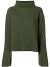 Stella Mccartney Rib-knit Wool & Cashmere Turtleneck Sweater In Army Green