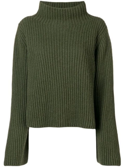 Stella Mccartney Rib-knit Wool & Cashmere Turtleneck Sweater In Army Green