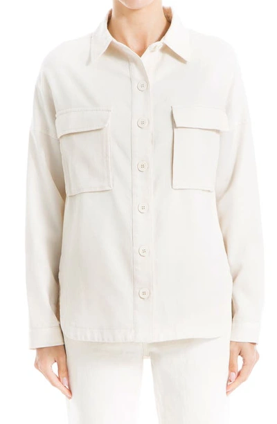 Max Studio Oversize Textured Piqué Shirt Jacket In Ecru