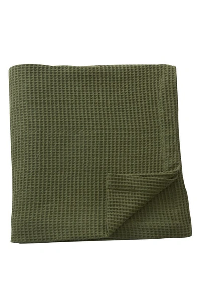 Patina Vie Maison Cotton Waffle Weave Blanket In Olive