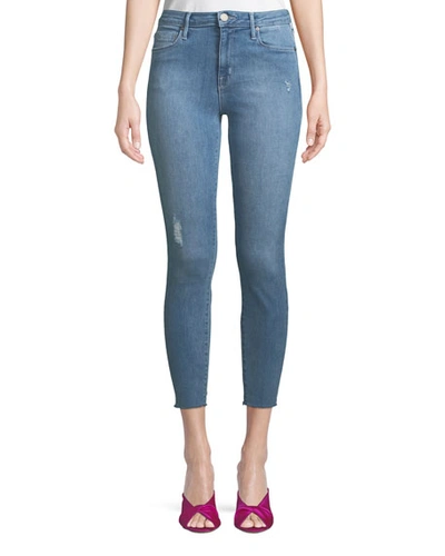 Parker Smith Bombshell Cropped Skinny Jeans With Light Distressing In Blue