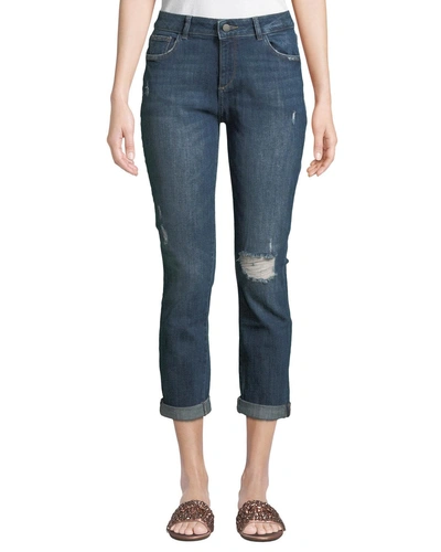 Dl Premium Denim 1961 Stevie Ripped Crop Slim Boyfriend Jeans In Hawley