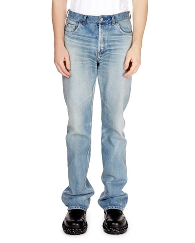 Balenciaga Men's Light-wash Boot-cut Cotton Jeans