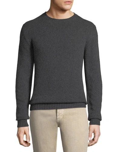 Loro Piana Men's Light Baby Cashmere Crewneck Sweater In Black/gray